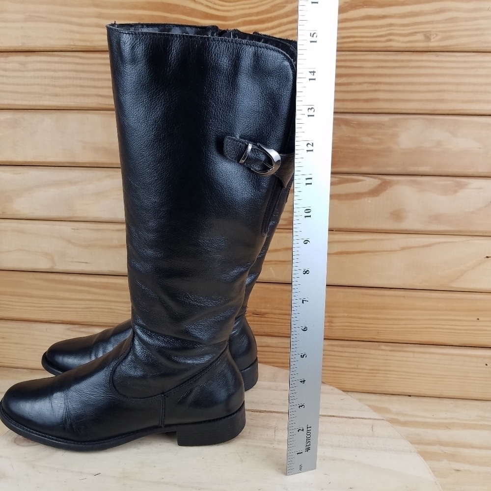 Vintage NARDUCCI Black BOHO Western Biker Leather Riding Boots Side Zip 37 EUR - Picture 11 of 12